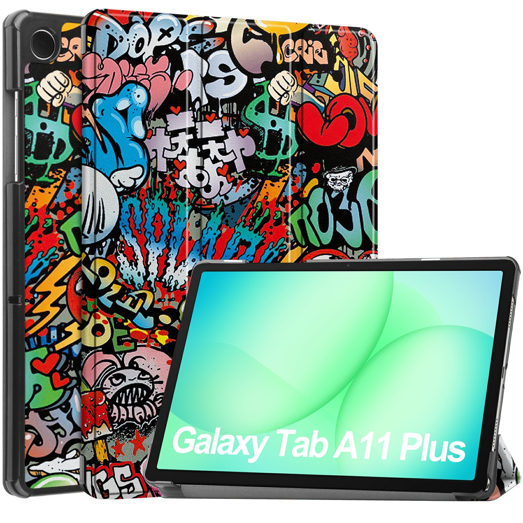 Samsung Galaxy Tab A11 Plus Tri-Fold Case Schutzhülle Graffiti