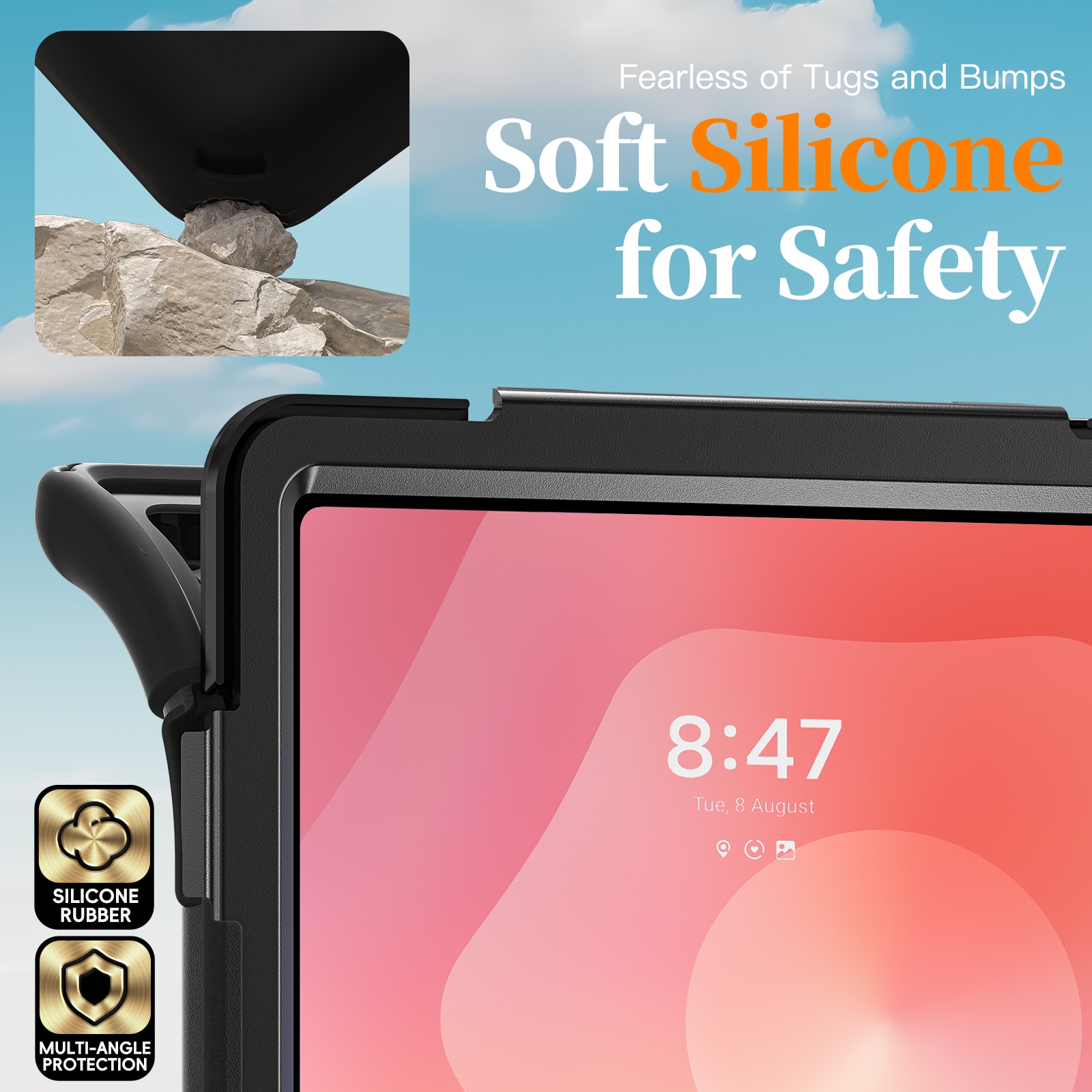 Samsung Galaxy Tab S11 Ultra Stoßfeste Hybrid-Hülle mit Schultergurt schwarz