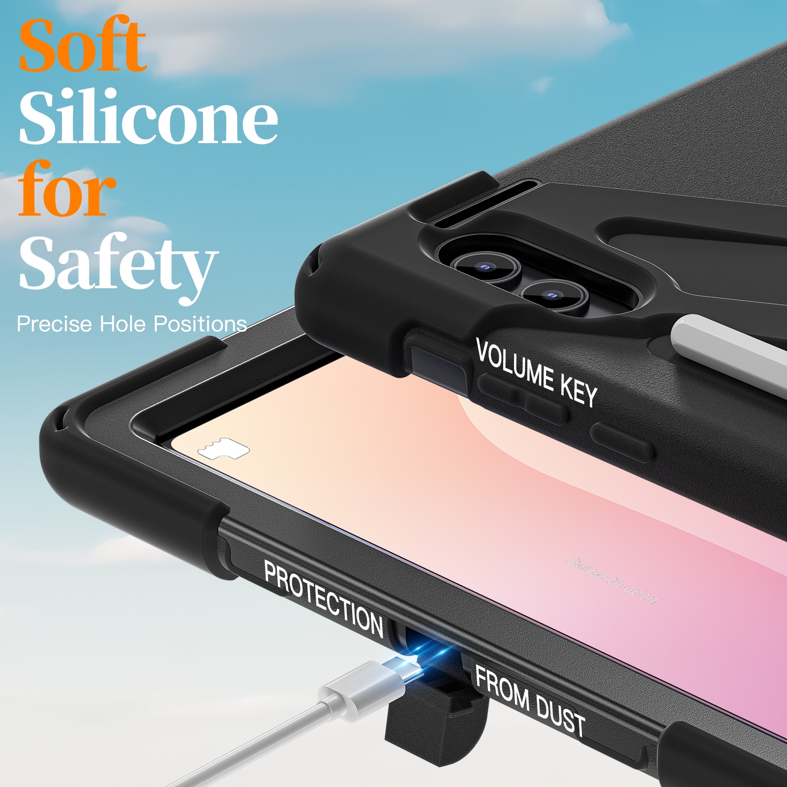 Samsung Galaxy Tab S11 Ultra Stoßfeste Hybrid-Hülle mit Schultergurt schwarz