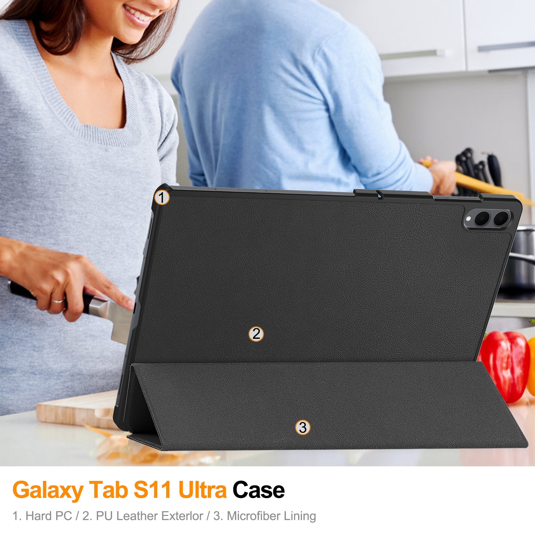 Samsung Galaxy Tab S11 Ultra Tri-Fold Case Schutzhülle Schwarz