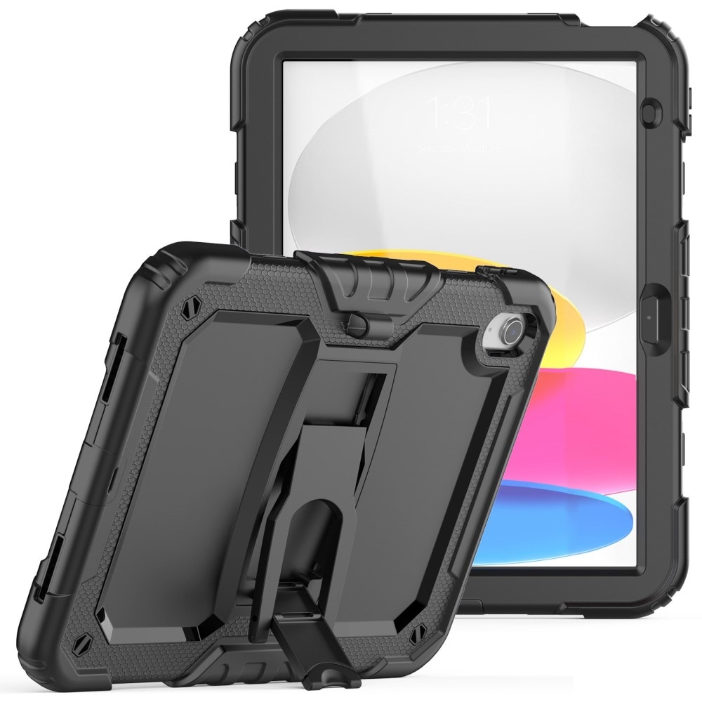 iPad 10.9 10th Gen (2022) Full Cover Rugged Kickstand Case schwarz