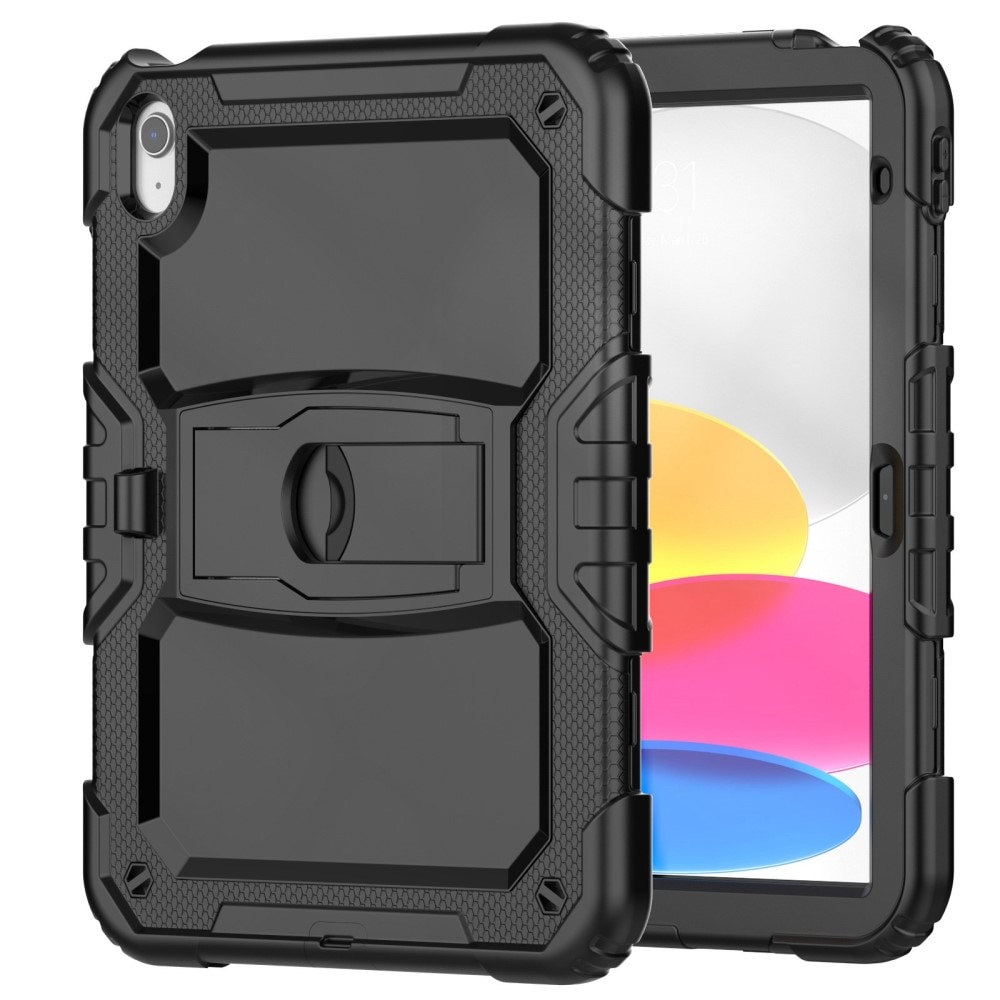 iPad 10.9 10th Gen (2022) Full Cover Rugged Kickstand Case schwarz