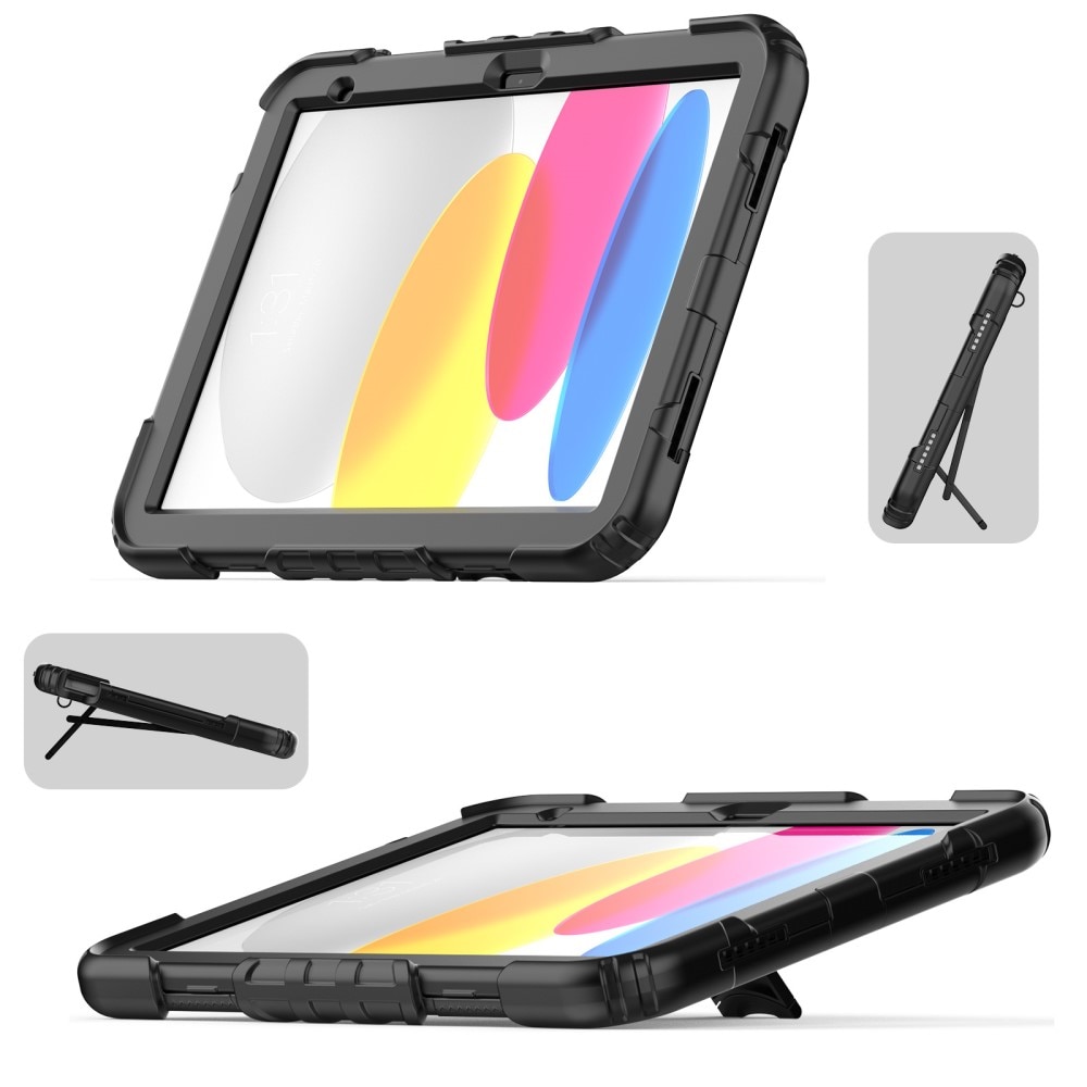 iPad 10.9 10th Gen (2022) Full Cover Rugged Kickstand Case schwarz