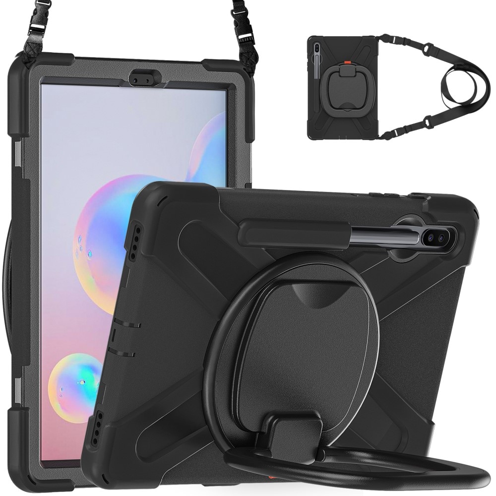 Samsung Galaxy Tab S6 10.5 Stoßfeste Hybrid-Hülle mit Schultergurt schwarz