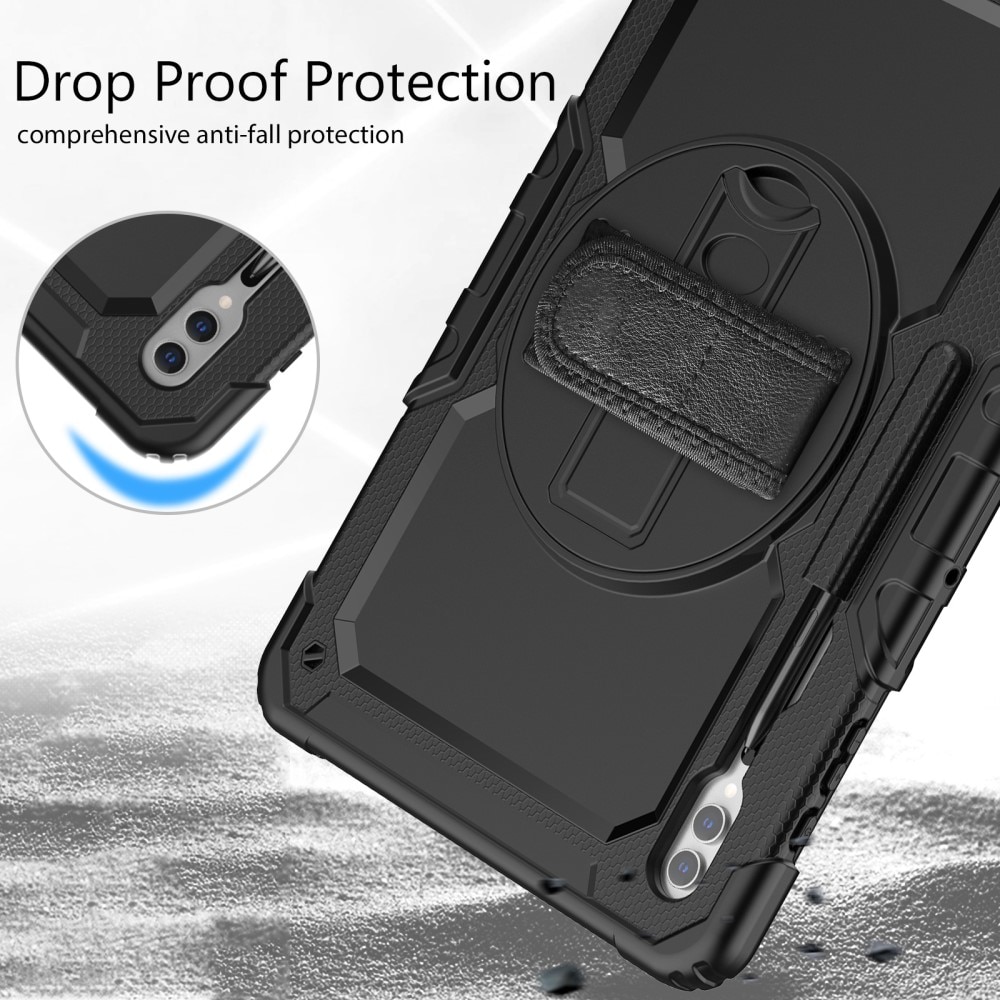 Samsung Galaxy Tab S9 Ultra Stoßfeste Full Protection Hybrid-Hülle mit Schultergurt schwarz
