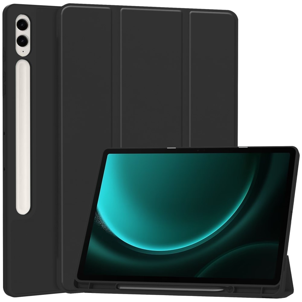 Samsung Galaxy Tab S9 FE Plus Tri-Fold Case Schutzhülle mit Touchpen-Halter schwarz