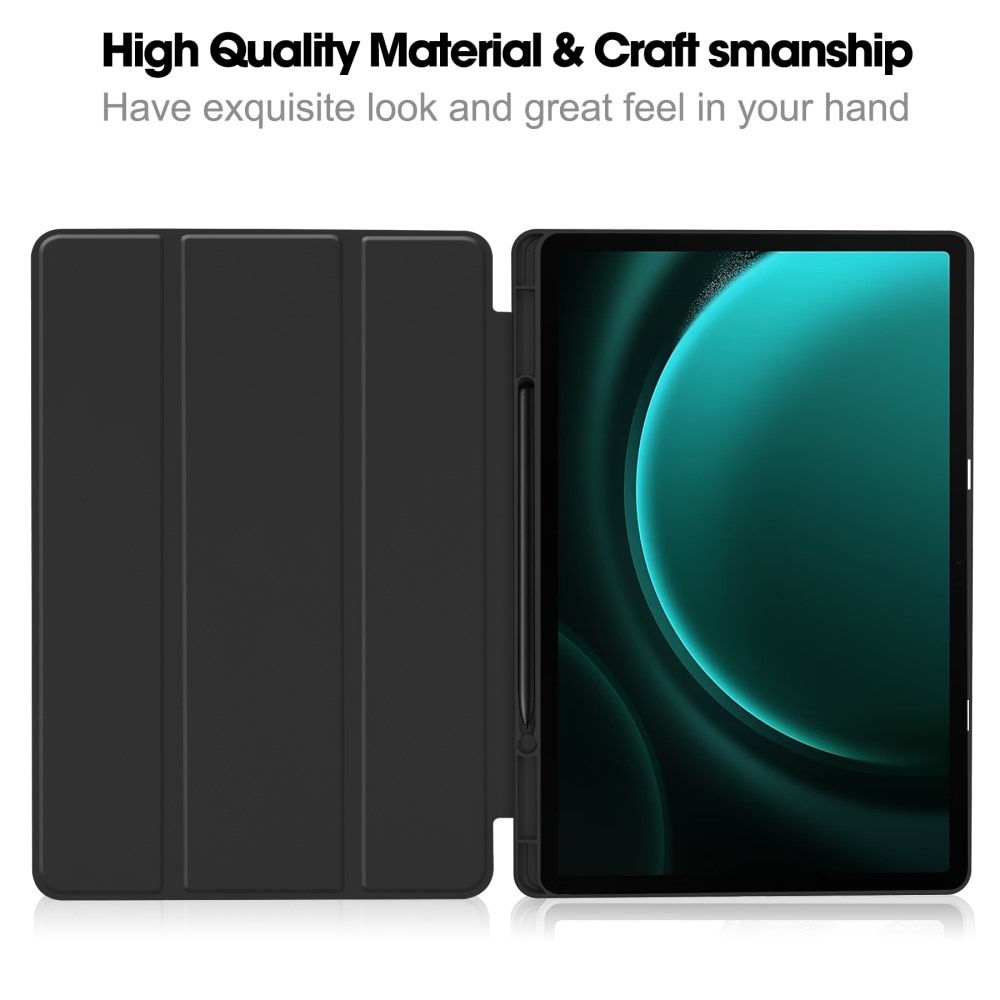 Samsung Galaxy Tab S9 FE Plus Tri-Fold Case Schutzhülle mit Touchpen-Halter schwarz