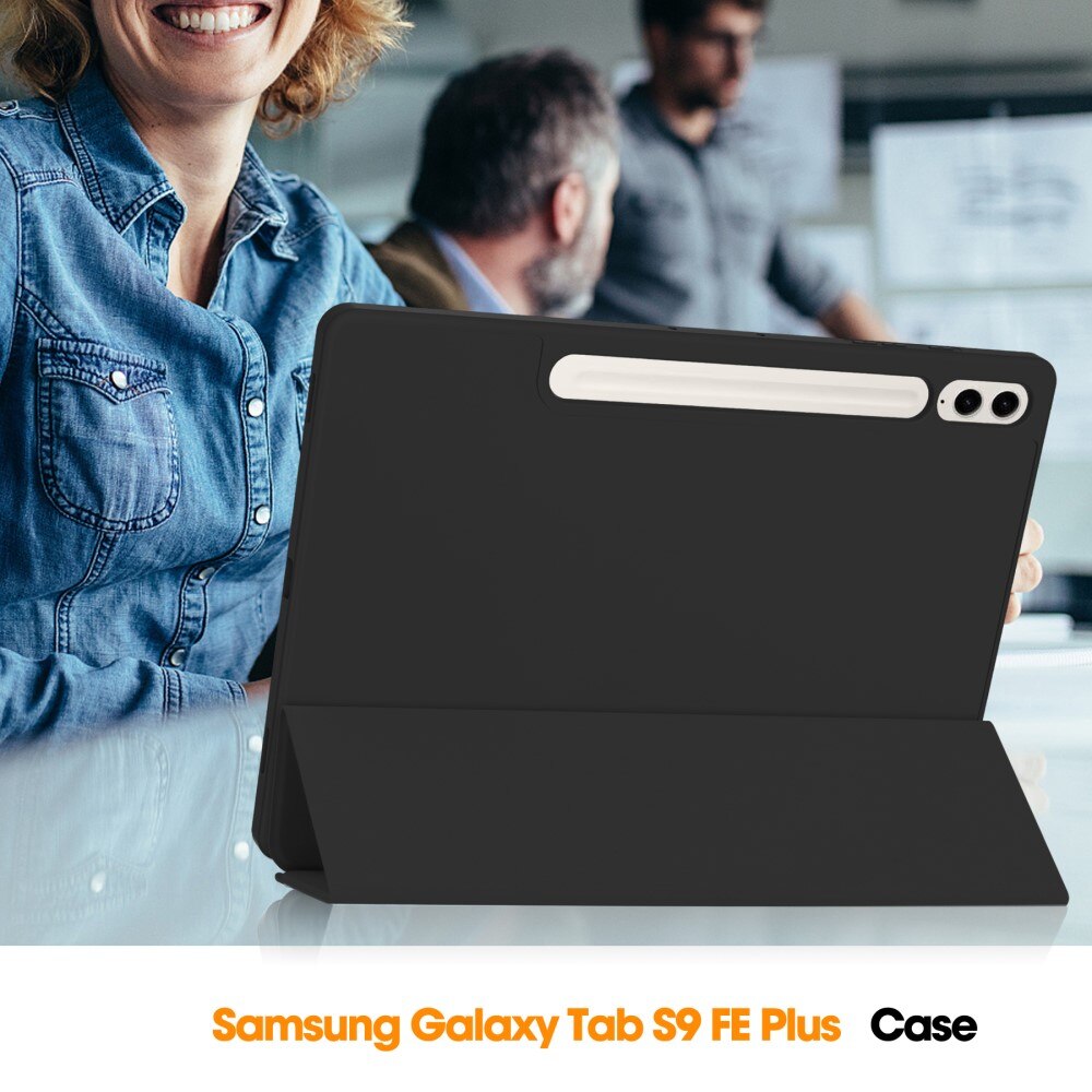 Samsung Galaxy Tab S9 FE Plus Tri-Fold Case Schutzhülle mit Touchpen-Halter schwarz