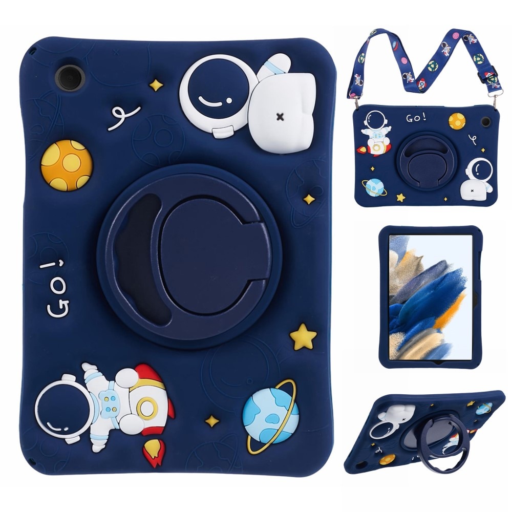 Samsung Galaxy Tab A8 Hülle Astronaut mit Ständer und Schultergurt blau