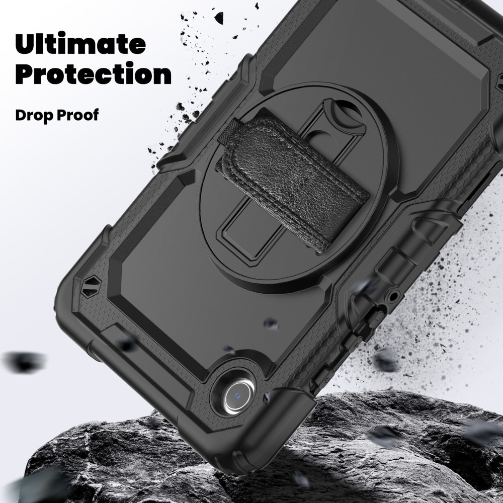 Samsung Galaxy Tab A9 Stoßfeste Full Protection Hybrid-Hülle mit Schultergurt schwarz