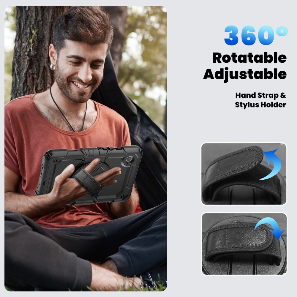 Samsung Galaxy Tab A9 Stoßfeste Full Protection Hybrid-Hülle mit Schultergurt schwarz