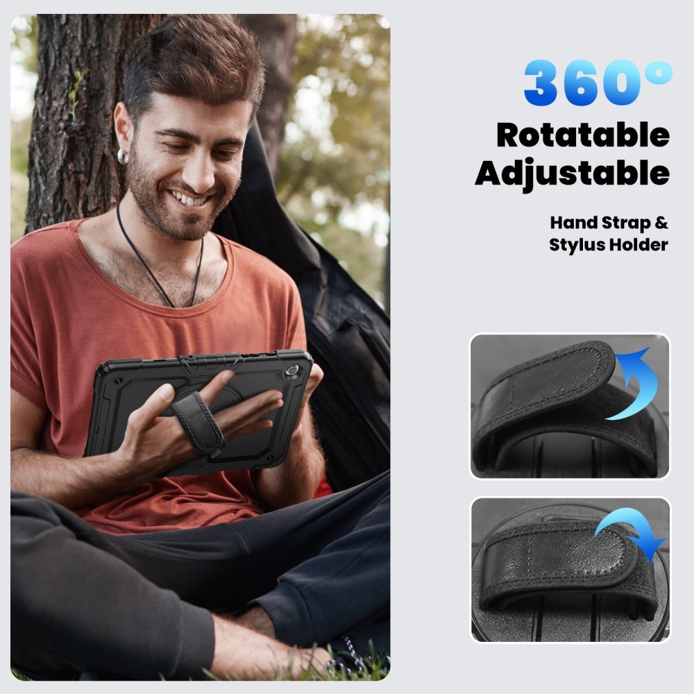 Samsung Galaxy Tab A9 Plus Stoßfeste Full Protection Hybrid-Hülle mit Schultergurt schwarz