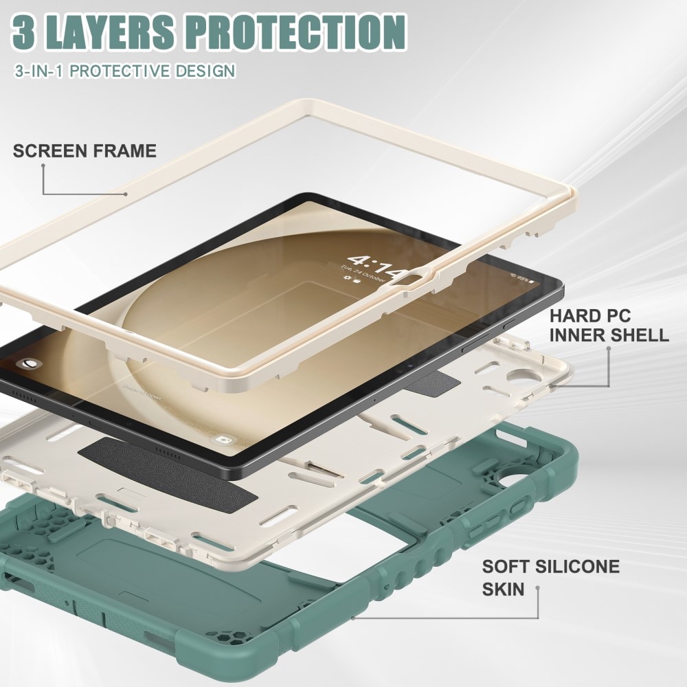 Samsung Galaxy Tab A9 Plus Stoßfeste Hybrid-Hülle Kickstand grün