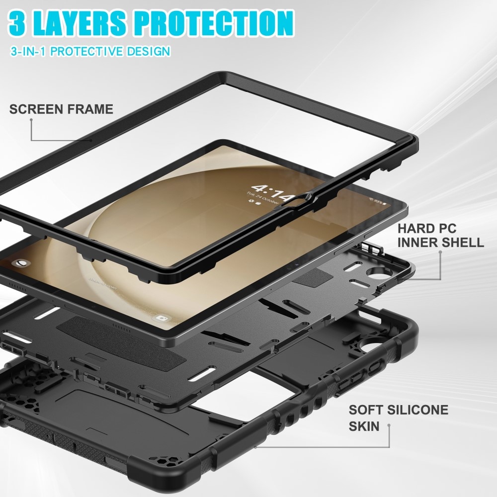Samsung Galaxy Tab A9 Plus Stoßfeste Hybrid-Hülle Kickstand schwarz