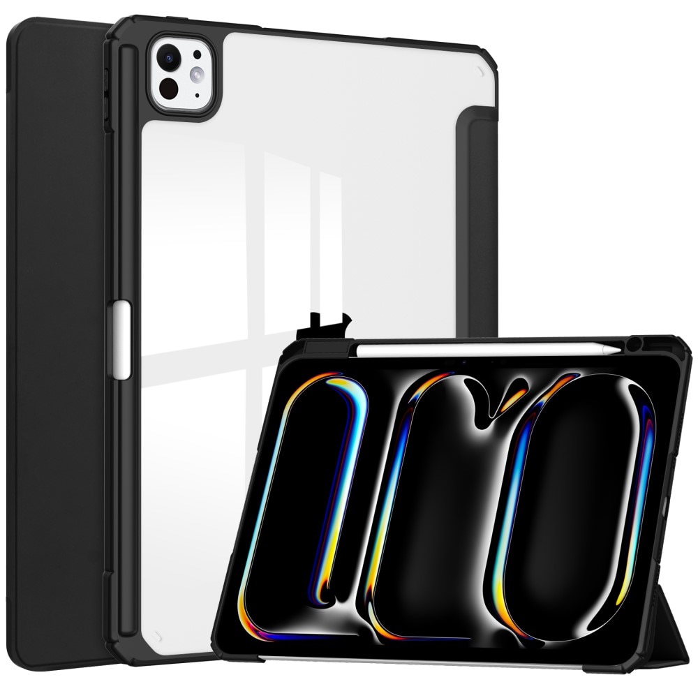 Apple iPad Pro 11 5th Gen (2024) Tri-Fold Case Schutzhülle mit Touchpen-Halter Schwarz/Durchsichtig