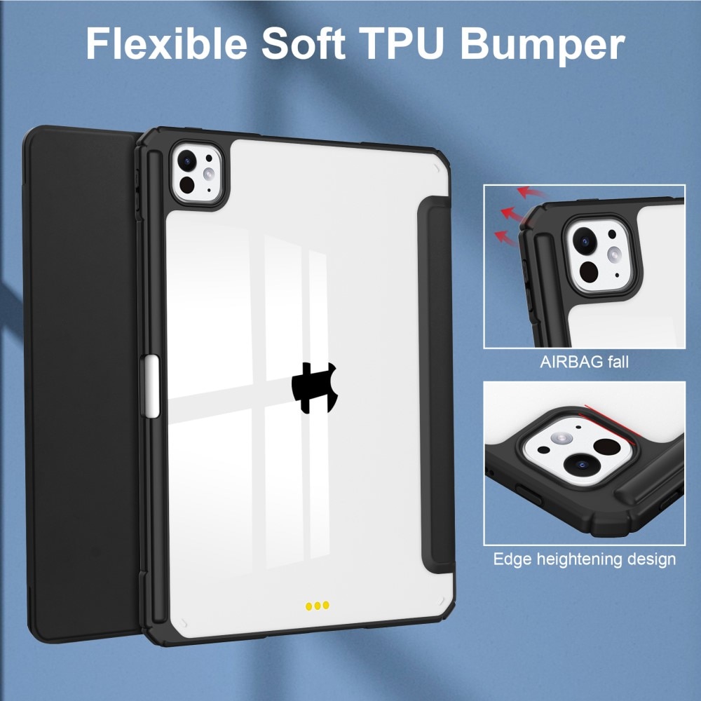 Apple iPad Pro 11 5th Gen (2024) Tri-Fold Case Schutzhülle mit Touchpen-Halter Schwarz/Durchsichtig