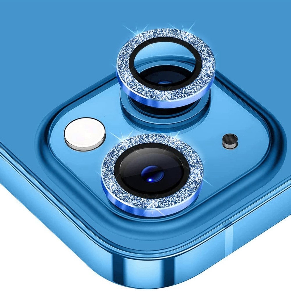 Glitzer Panzerglas für Kamera Aluminium iPhone 14/14 Plus Blau