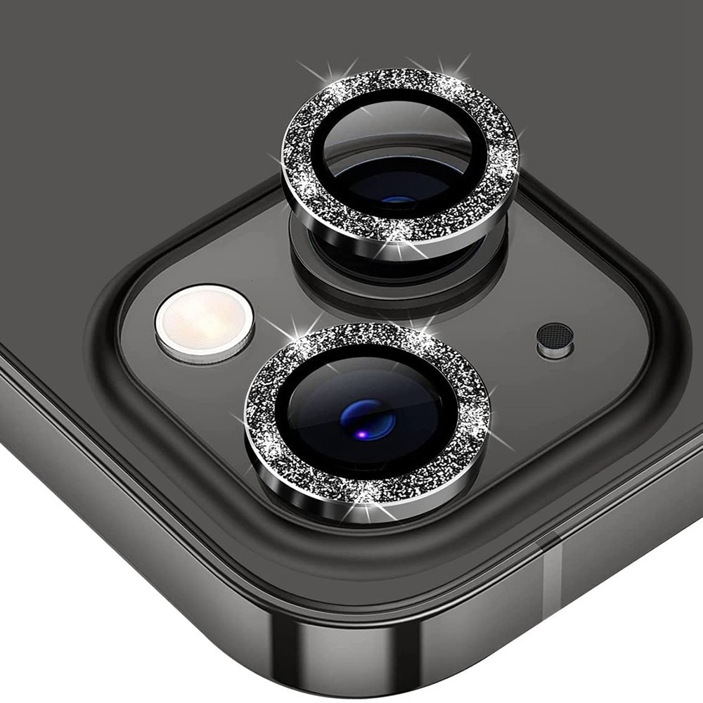 Glitzer Panzerglas für Kamera Aluminium iPhone 14/14 Plus Schwarz
