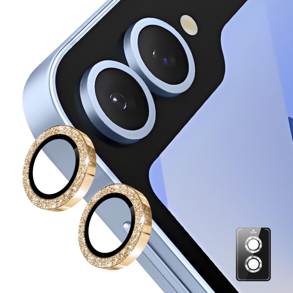 Glitzer Panzerglas für Kamera Aluminium Samsung Galaxy Z Flip 7 Gold