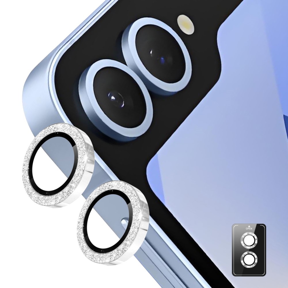 Glitzer Panzerglas für Kamera Aluminium Samsung Galaxy Z Flip 7 Silber