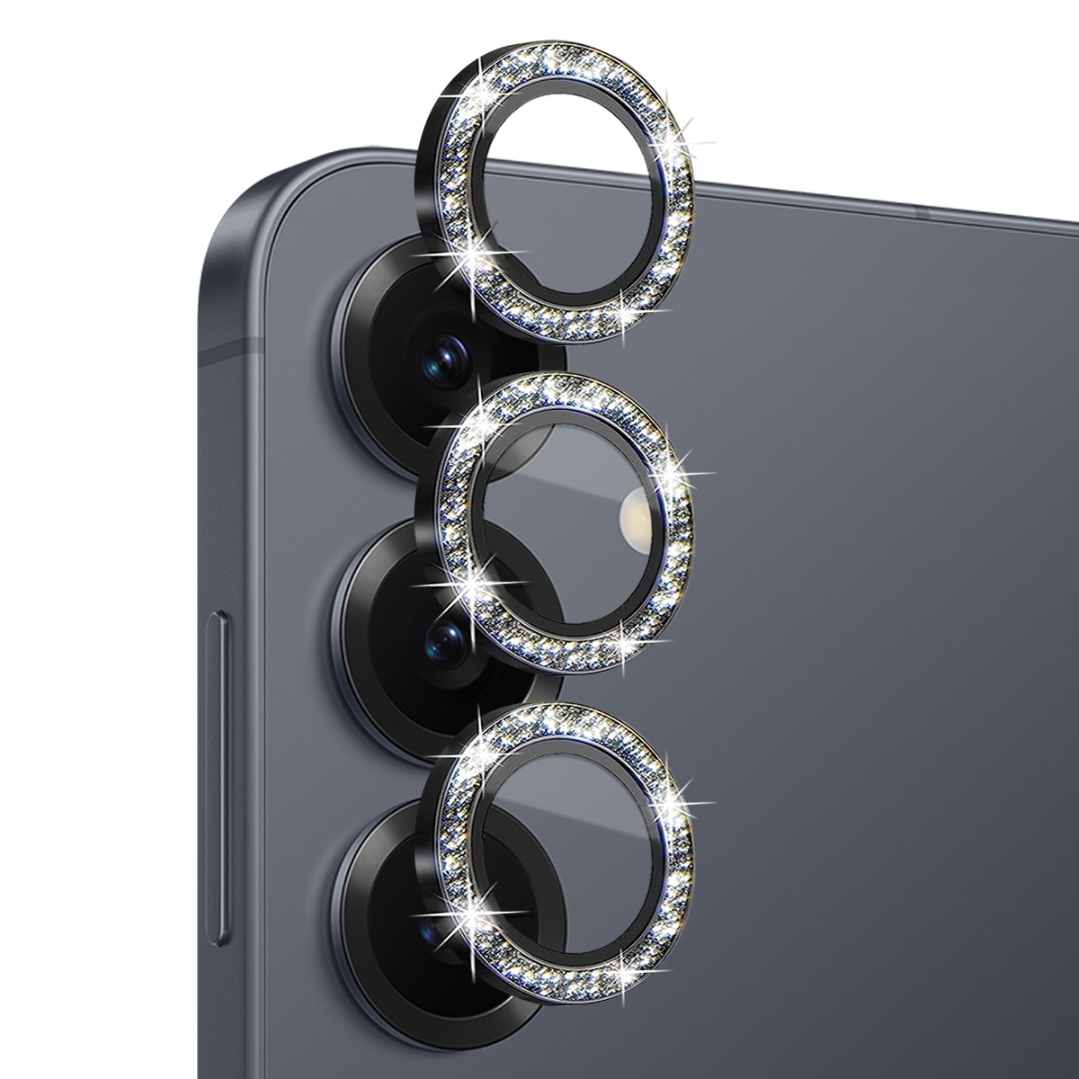 Samsung Galaxy S25 Glitzer Panzerglas für Kamera Schwarz