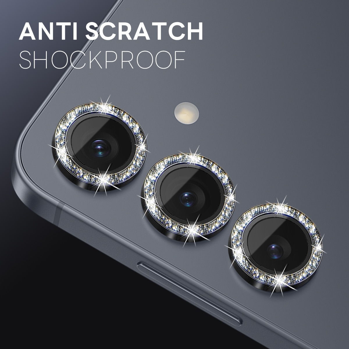 Samsung Galaxy S25 Glitzer Panzerglas für Kamera Schwarz