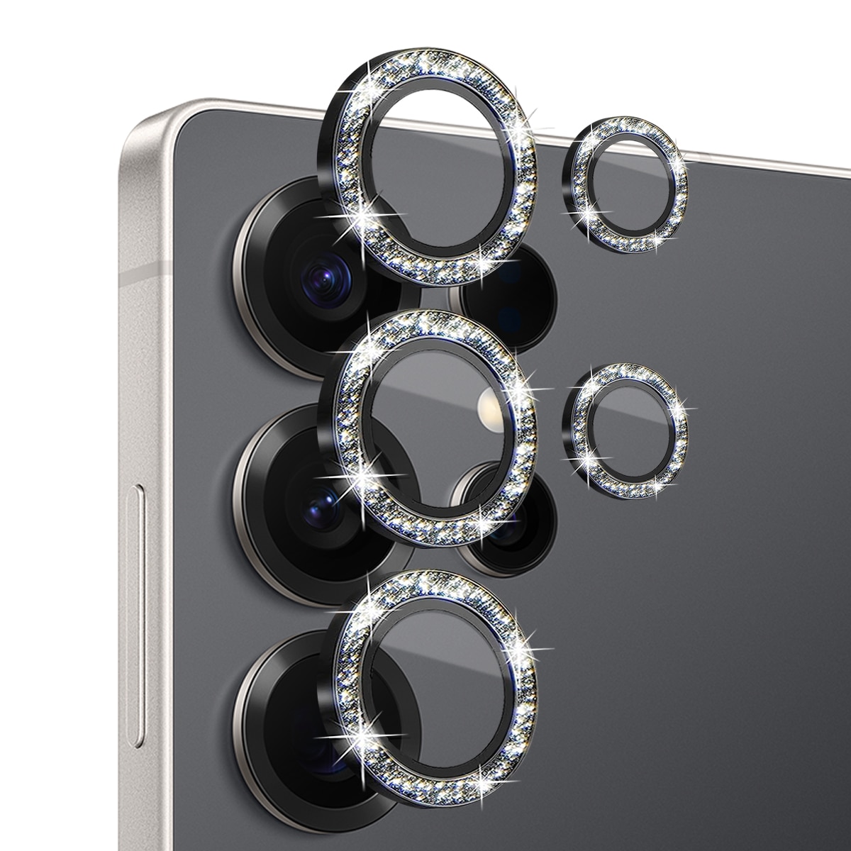 Samsung Galaxy S25 Ultra Glitzer Panzerglas für Kamera Schwarz