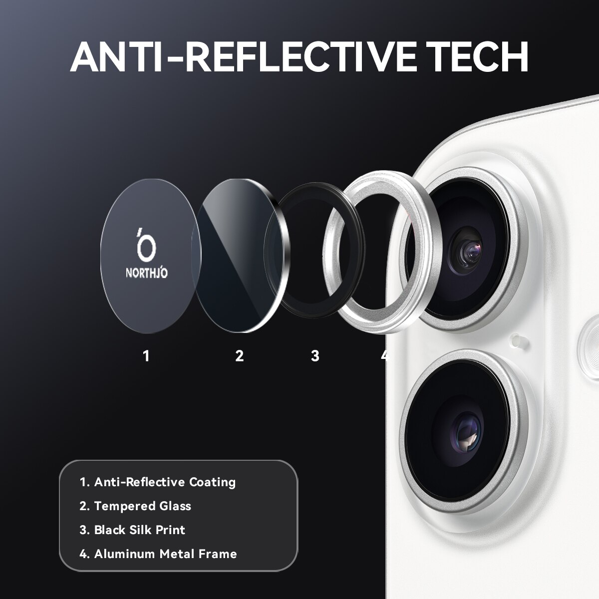 iPhone 17 Panzerglas für Kamera Aluminium Silber