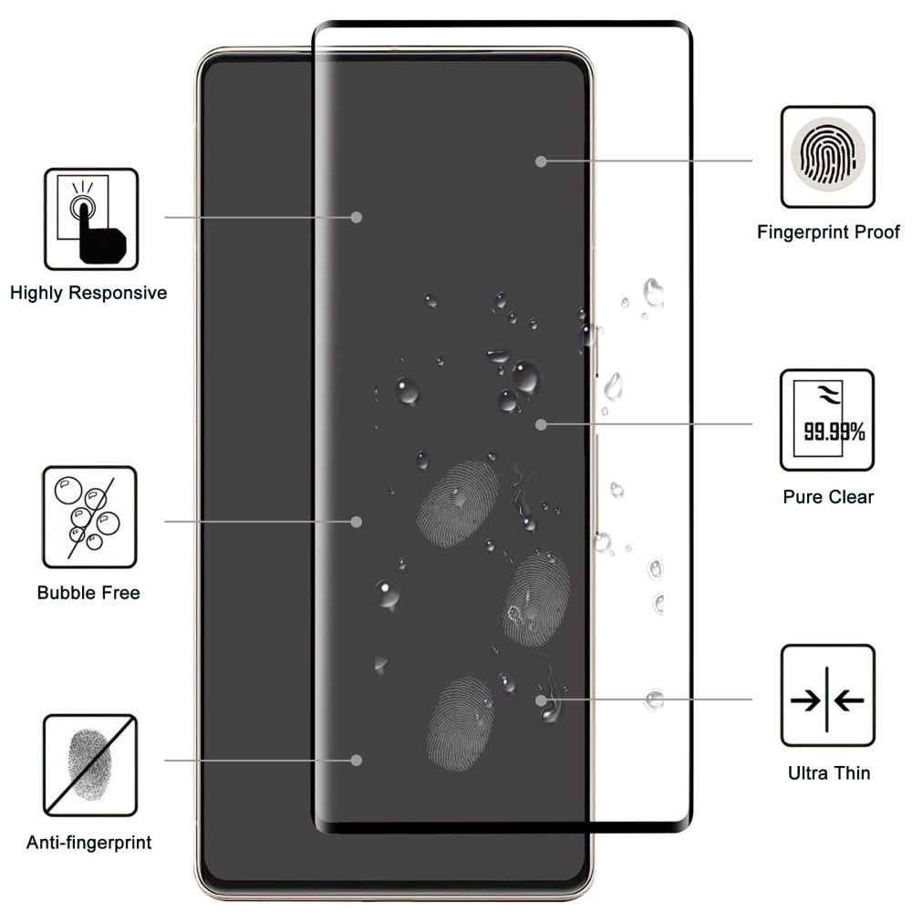 Google Pixel 7 Pro Vollabdeckendes Panzerglas Schwarz