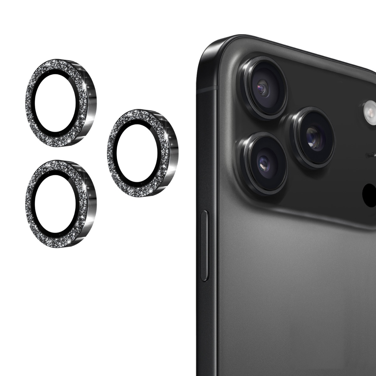 Glitzer Panzerglas für Kamera Aluminium iPhone 17 Pro Schwarz