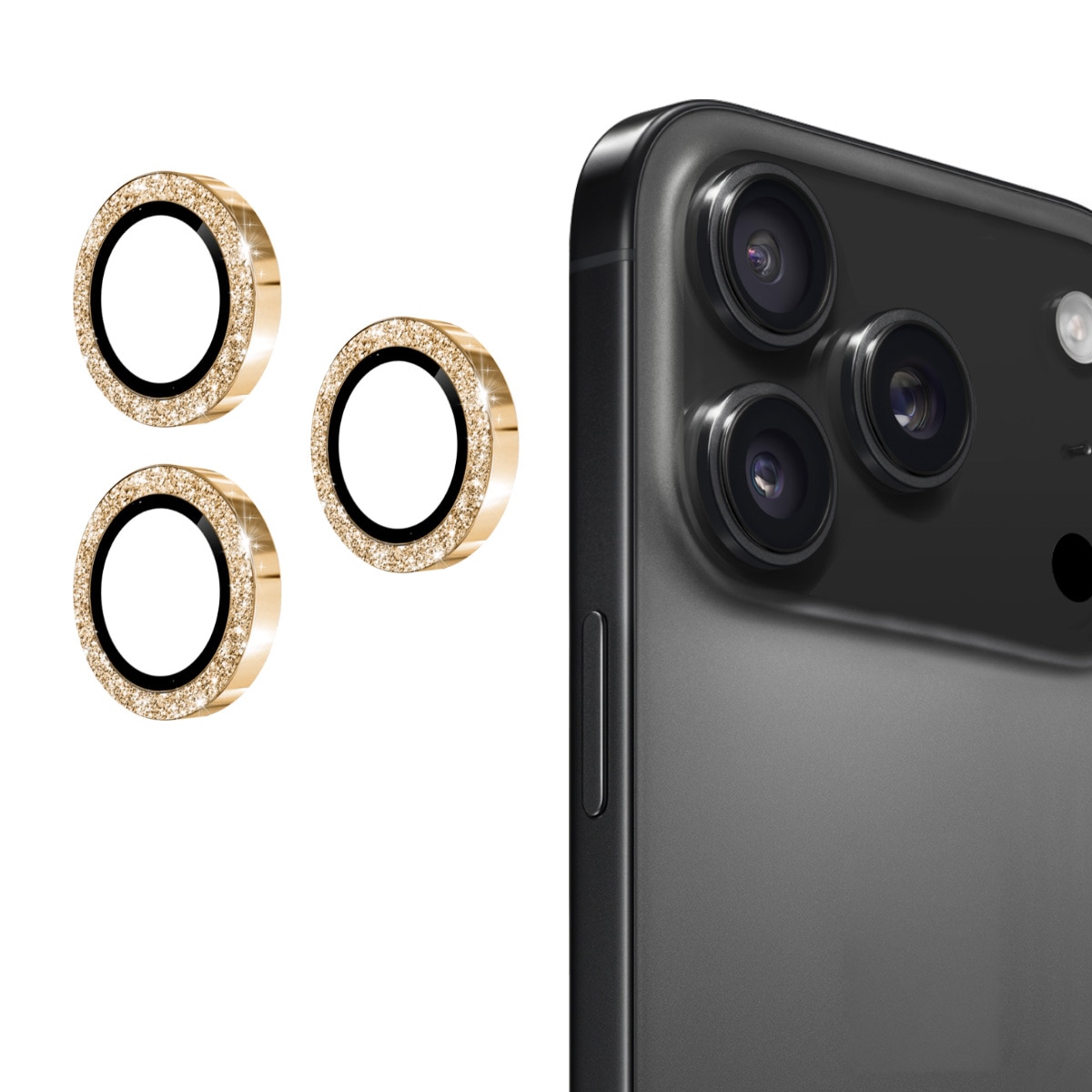 Glitzer Panzerglas für Kamera Aluminium iPhone 17 Pro Gold