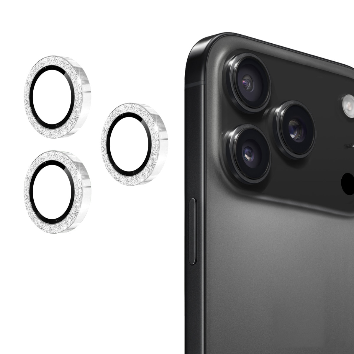 Glitzer Panzerglas für Kamera Aluminium iPhone 17 Pro Max Silber