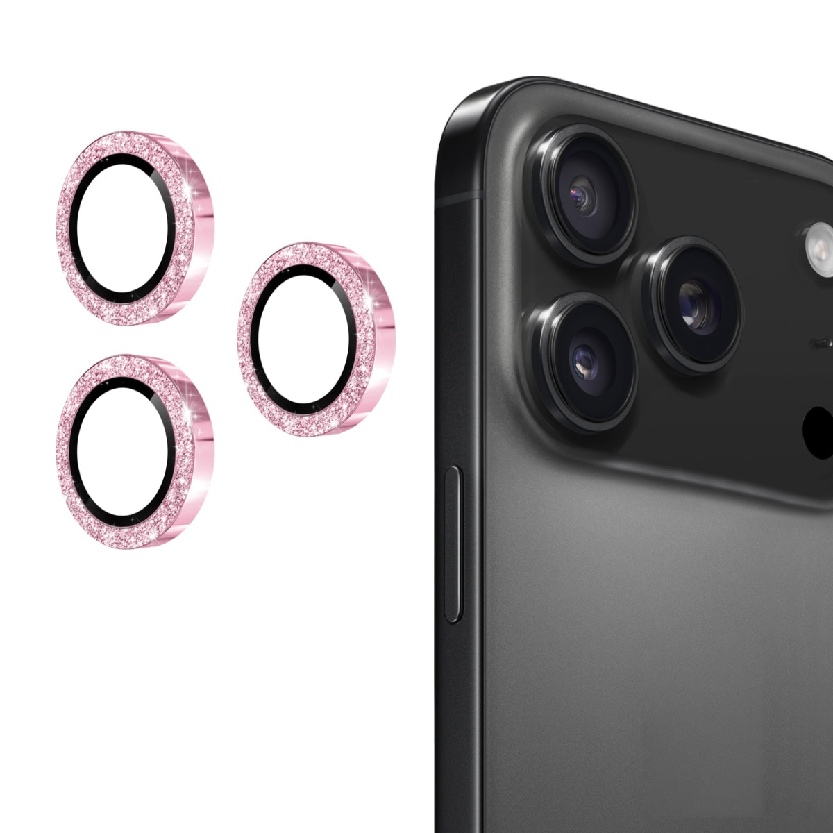 Glitzer Panzerglas für Kamera Aluminium iPhone 17 Pro Max Rosa