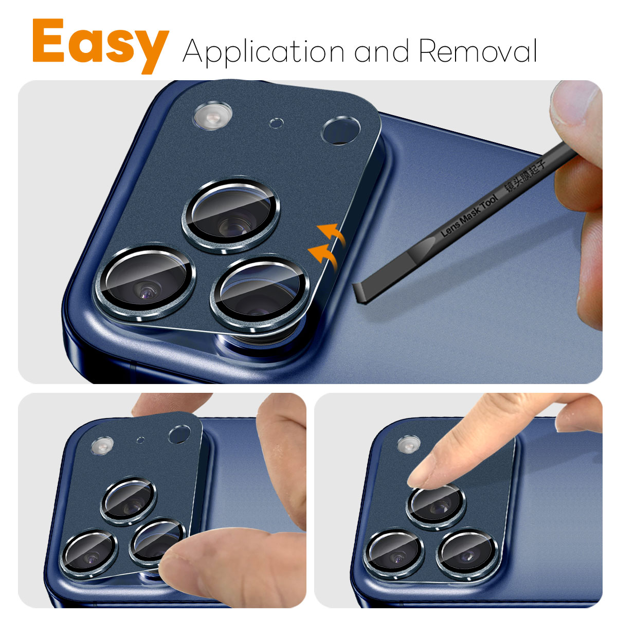 iPhone 17 Pro Kameraschutz Gehärtetes Glas Metall Blau