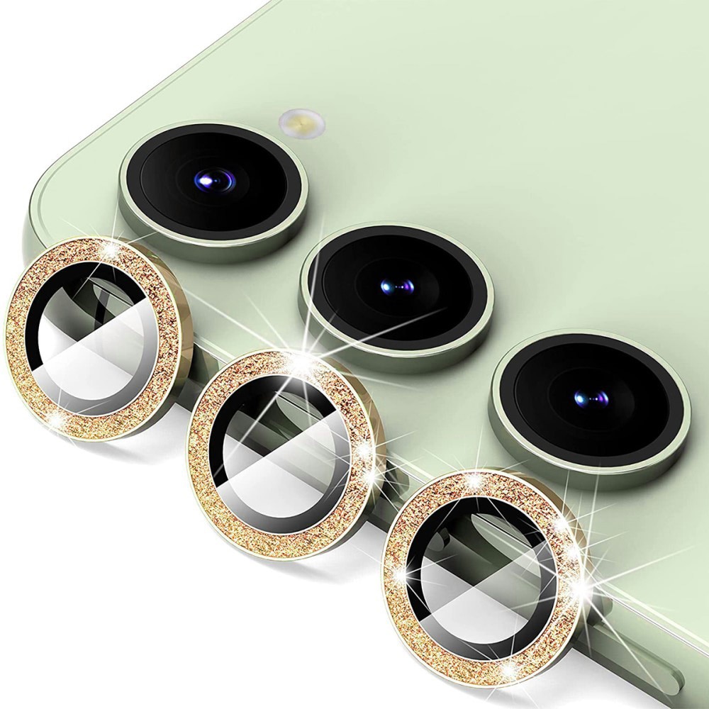 Glitzer Panzerglas für Kamera Aluminium Samsung Galaxy S23/S23 Plus gold