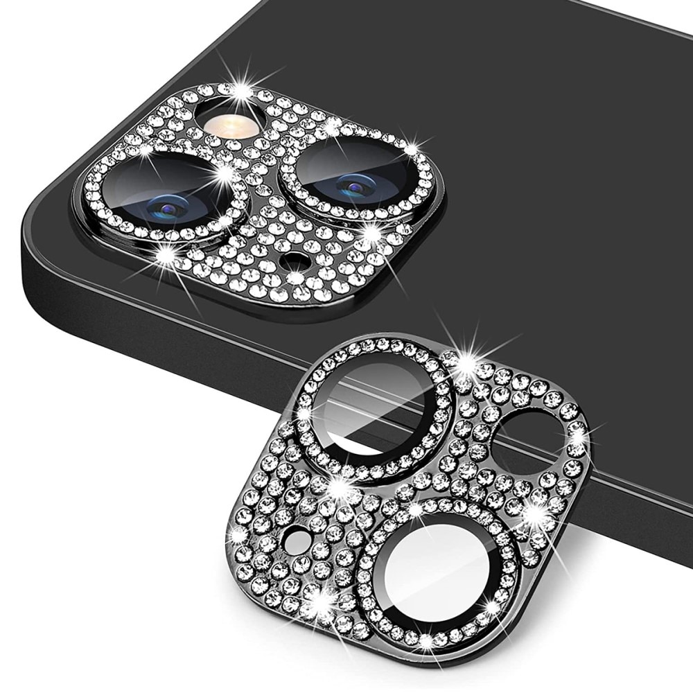 Glitter Kameraschutz Aluminium+Panzerglas iPhone 14 schwarz
