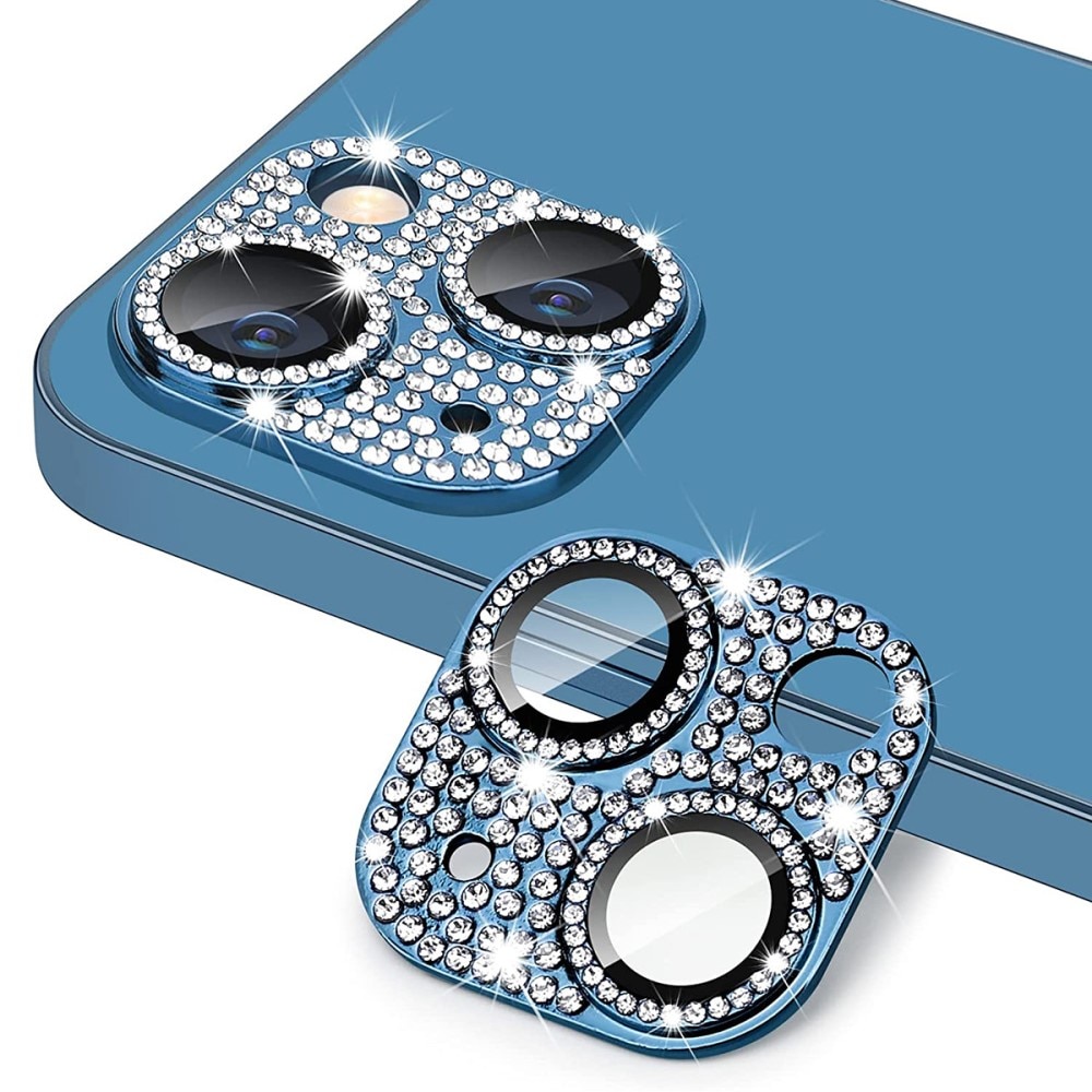 Glitter Kameraschutz Aluminium+Panzerglas iPhone 13 blau