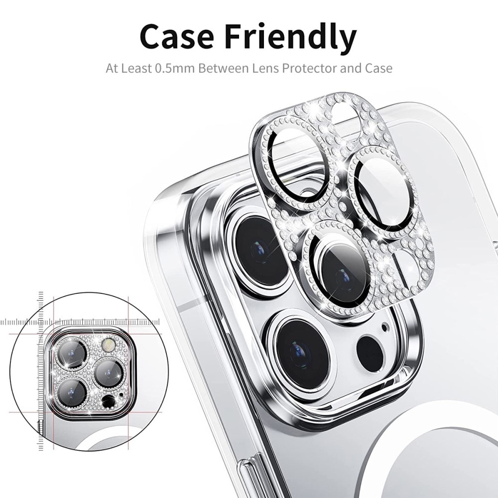 Glitter Kameraschutz Aluminium+Panzerglas iPhone 13 Pro silber