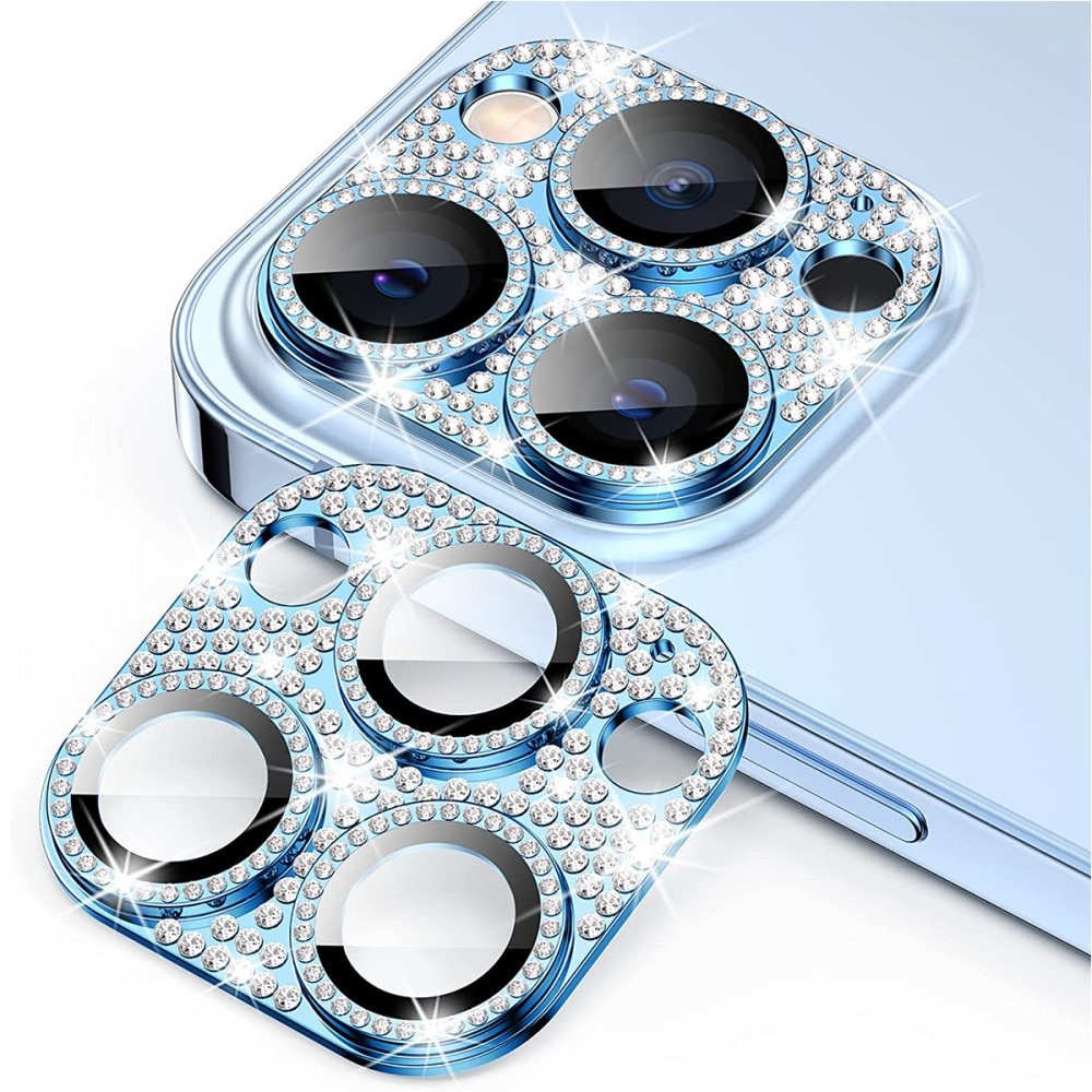 Glitter Kameraschutz Aluminium+Panzerglas iPhone 13 Pro blau