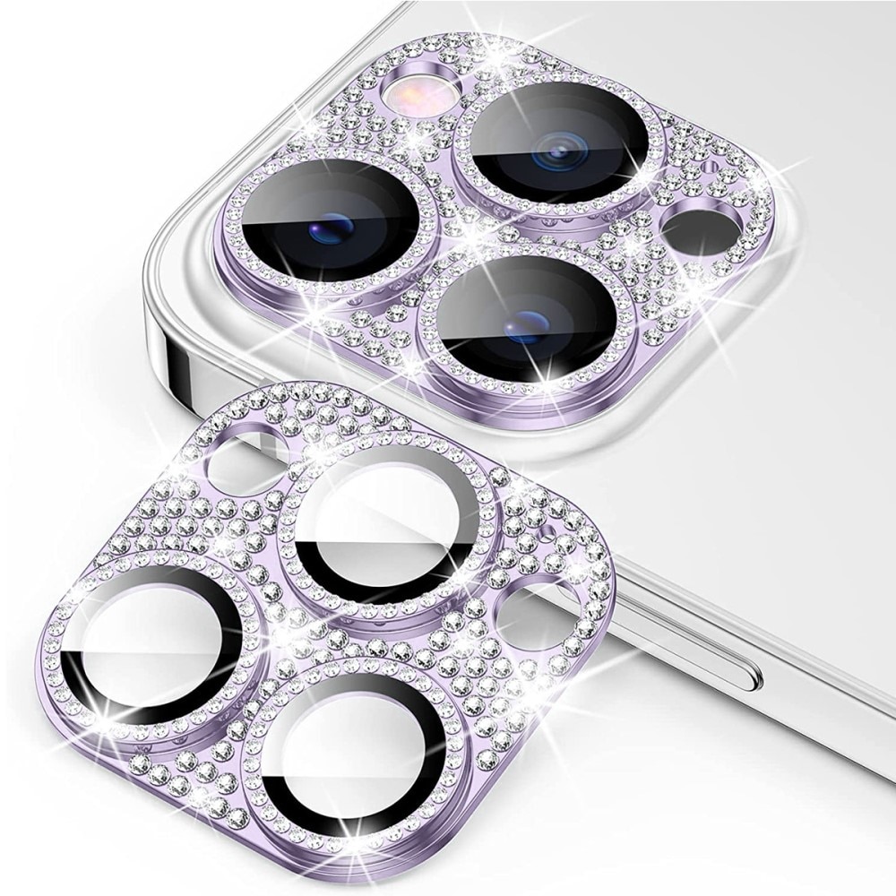 Glitter Kameraschutz Aluminium+Panzerglas iPhone 12 Pro lila