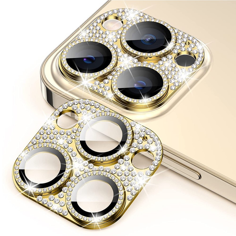 Glitter Kameraschutz Aluminium+Panzerglas iPhone 14 Pro gold
