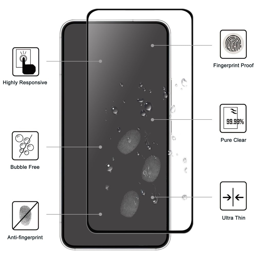 Samsung Galaxy A54 Vollabdeckendes Panzerglas Schwarz