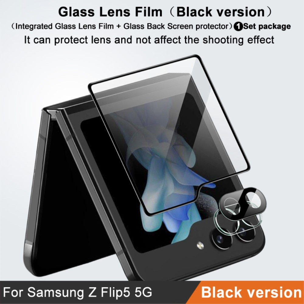 Panzerglas für Rückseitenbildschirm + Kamera Samsung Galaxy Z Flip 5 Schwarz