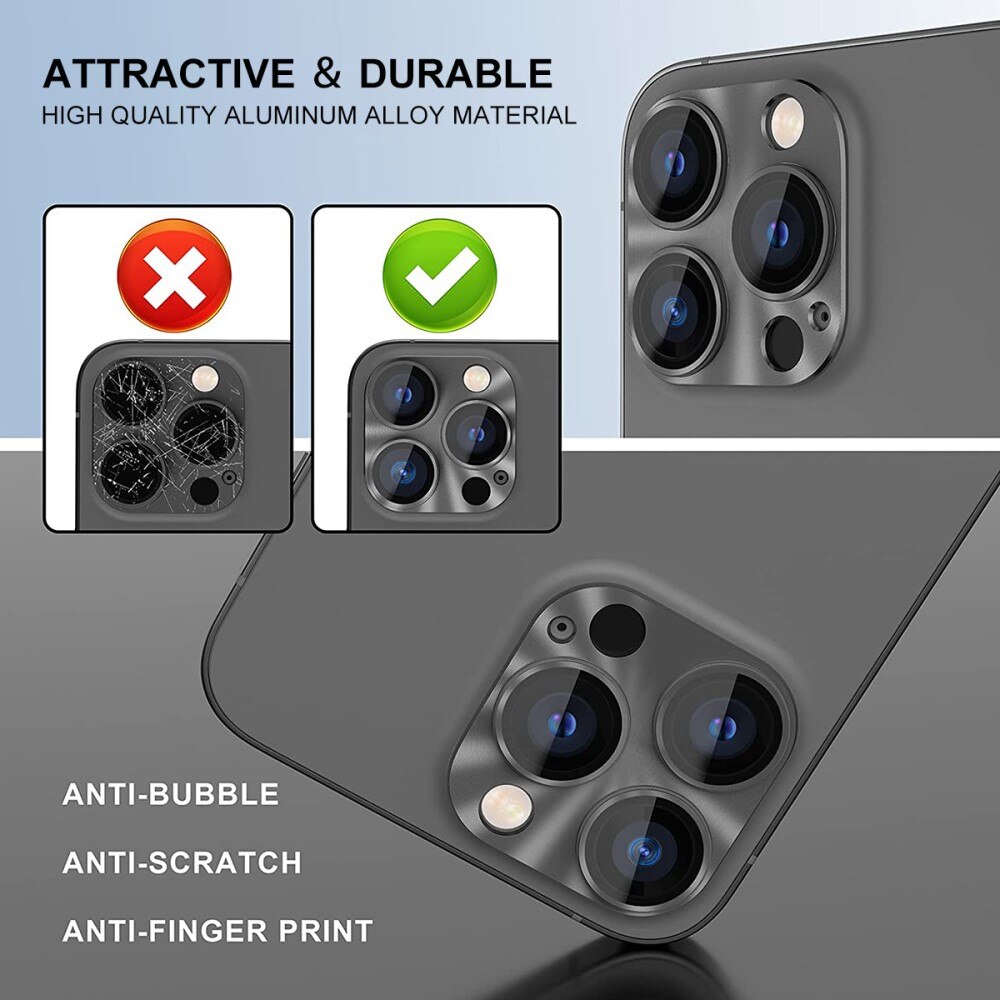 Kameraschutz Aluminium+Panzerglas iPhone 15 Pro Max silber