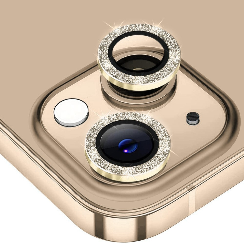 Glitzer Panzerglas für Kamera Aluminium iPhone 15 Plus gold
