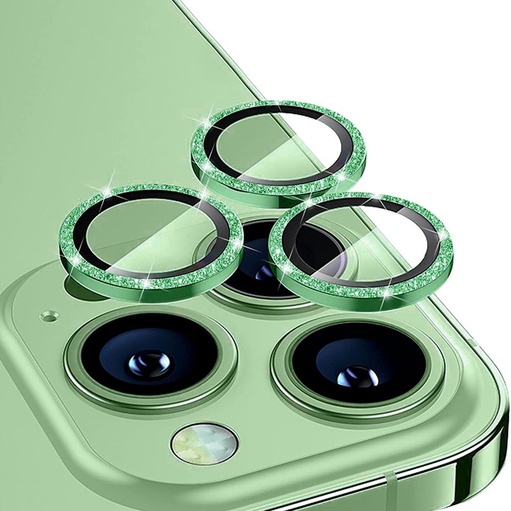 Glitzer Panzerglas für Kamera Aluminium iPhone 15 Pro Max grün