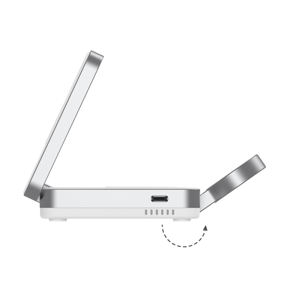 Compact 3-in-1 Qi2 Kabellose Magnetische Faltbare Ladestation Weiß