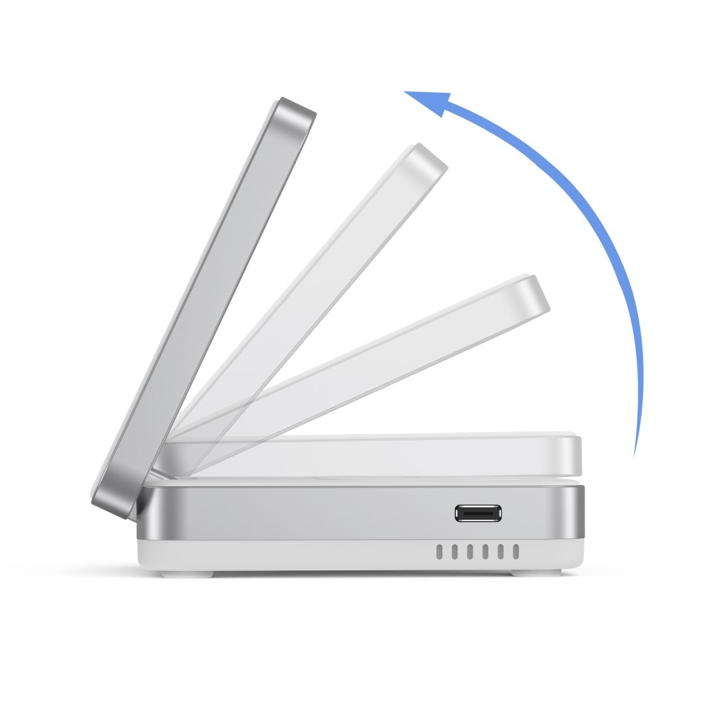 Compact 3-in-1 Qi2 Kabellose Magnetische Faltbare Ladestation Weiß
