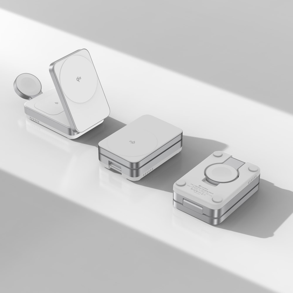 Compact 3-in-1 Qi2 Kabellose Magnetische Faltbare Ladestation Weiß