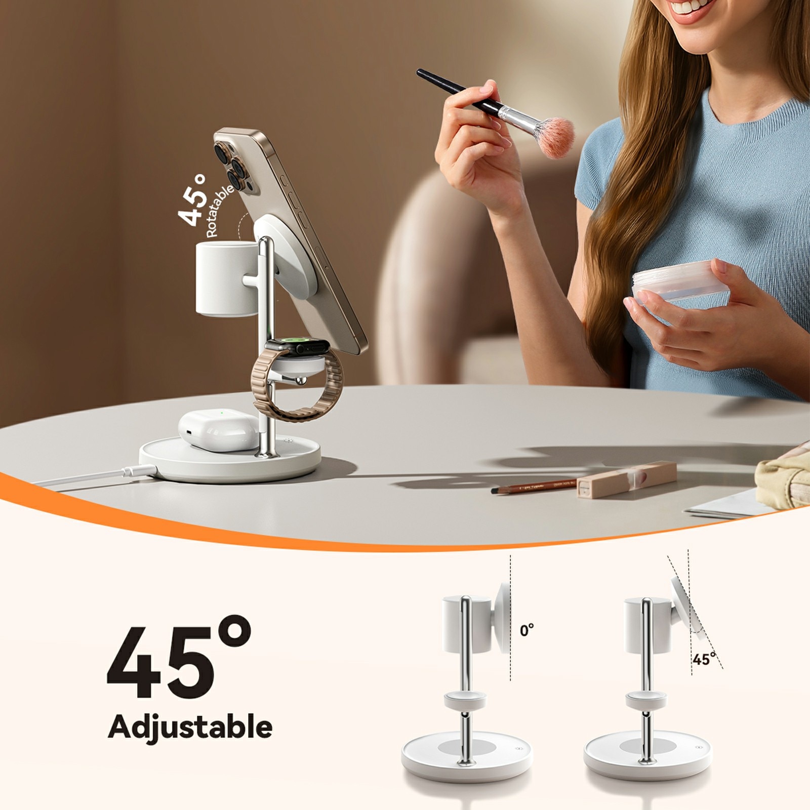 4-in-1 Magnetische Kabellose Ladestation Qi2 Weiß